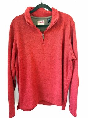 Men’s Wrangler knit Fleece Heathered Rust Quarter-Zip Pullover L